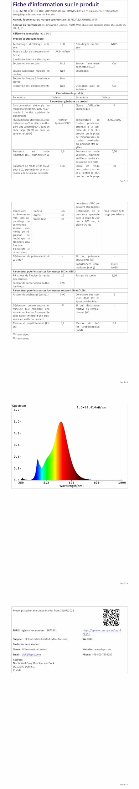 Lepro BC1 IA Ampoule Connectée E14, Compatible Alexa Google Assistant, WiFi Bluetooth, RGBCCT, 2 PCS
