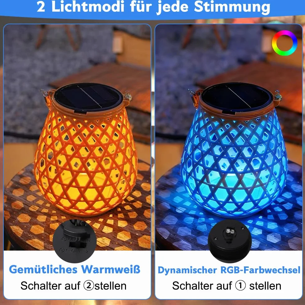 Lot de 2 lampes solaires de rechange 6 cm - Lampes solaires de jardin étanches avec 2 LED RVB - Boîtier batterie solaire 800 mAh