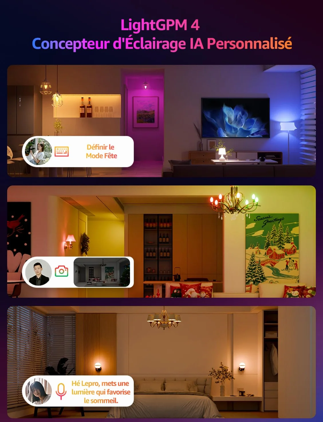 Lepro BC1 IA Ampoule Connectée E14, Compatible Alexa Google Assistant, WiFi Bluetooth, RGBCCT, 2 PCS