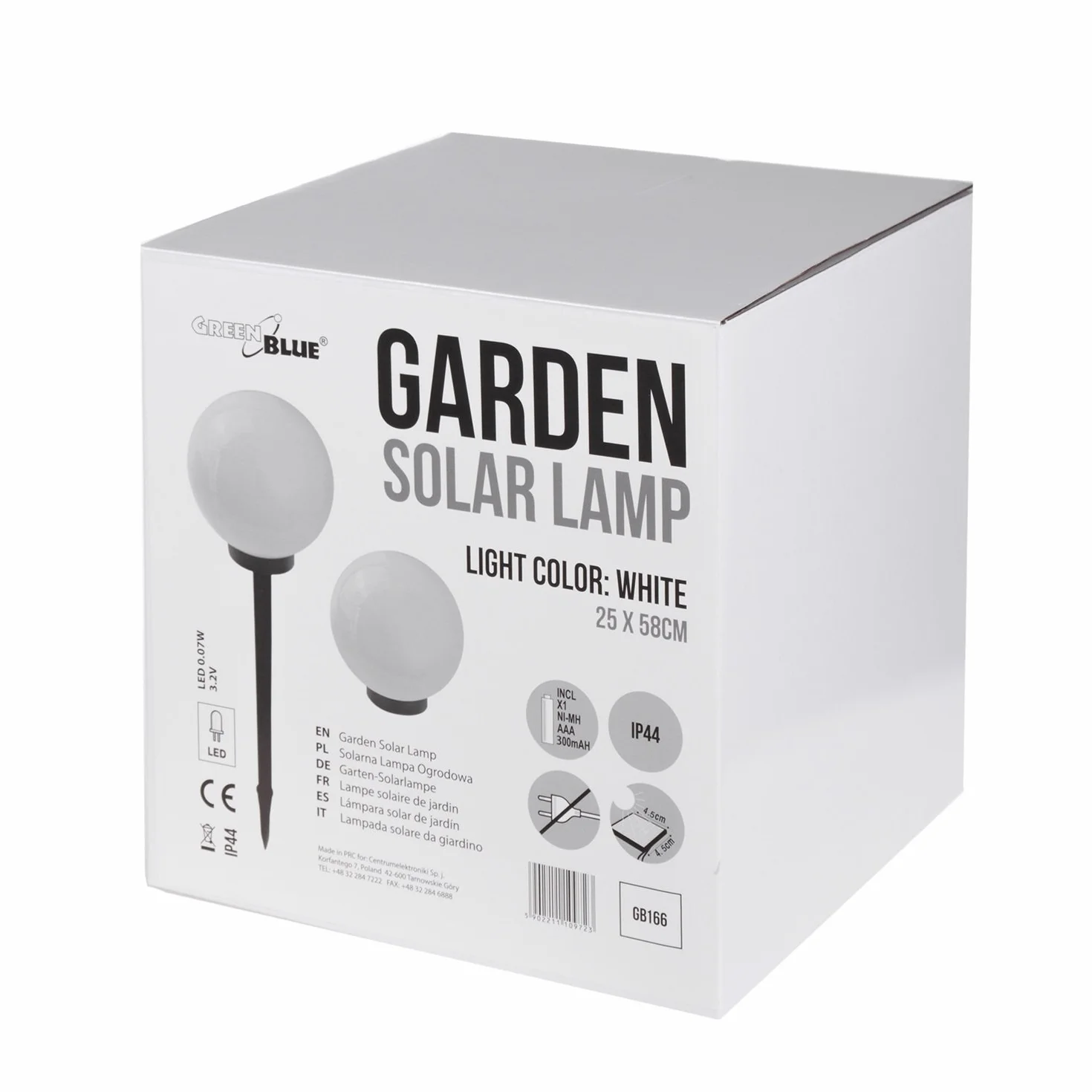 Lampe solaire LED pose libre Green Blue GB166 balle blanc 25x25 jardin