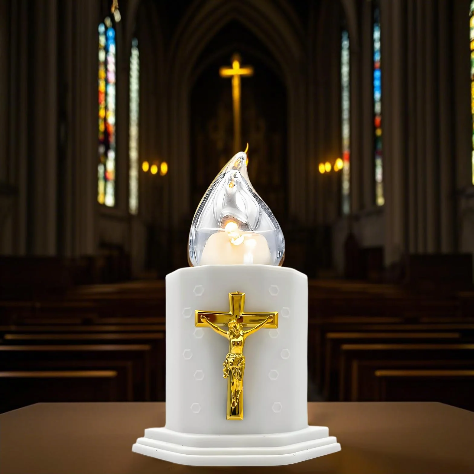 Bougies LED cimetières églises à piles flamme oscillante résistantes pluie 210 jours blanc