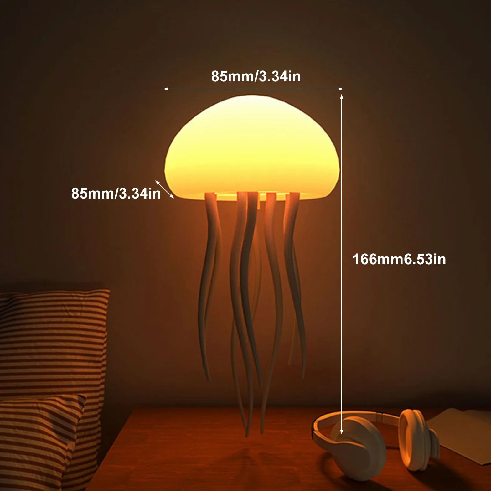 Lampe de chevet déformable méduse RVB charge USB-C commande vocale veilleuse tentacules flexibles