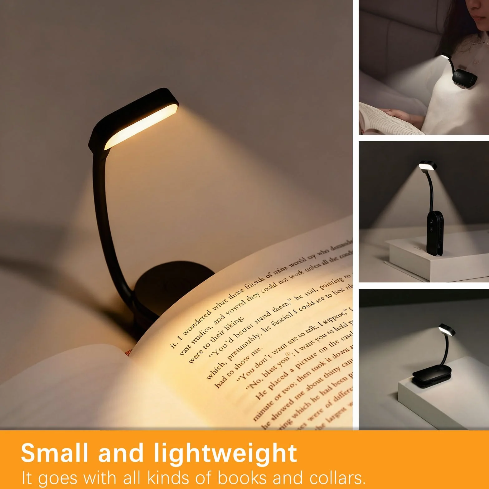 Lampe de Lecture Rechargeable 9 LED Liseuse Lampe Clip 3 Couleurs 3 Luminosités Rotation Flexible 360°