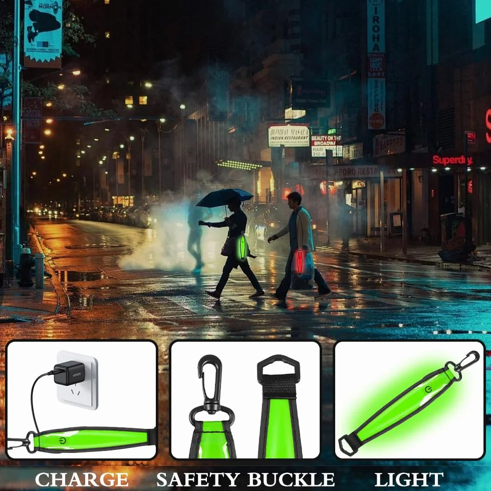 Feux Clignotants LED pour Cartable, 3 Modes Lumière de Sécurité Rechargeable USB, Pendentifs Réfléchissants à LED