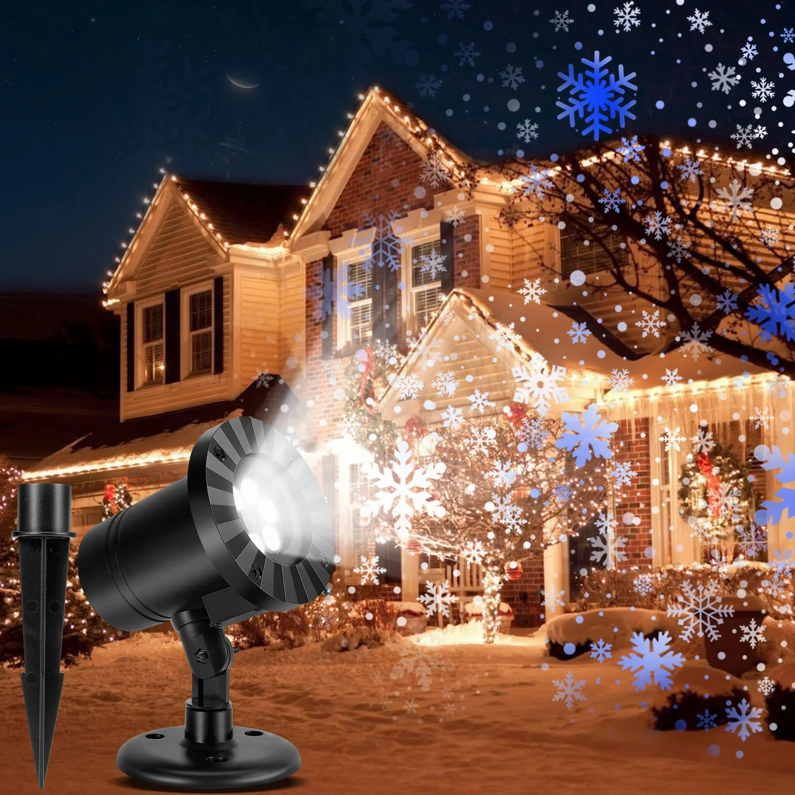 Projecteur LED Flocon de Neige IP65 Étanche Noël Décoration Extérieur Intérieur