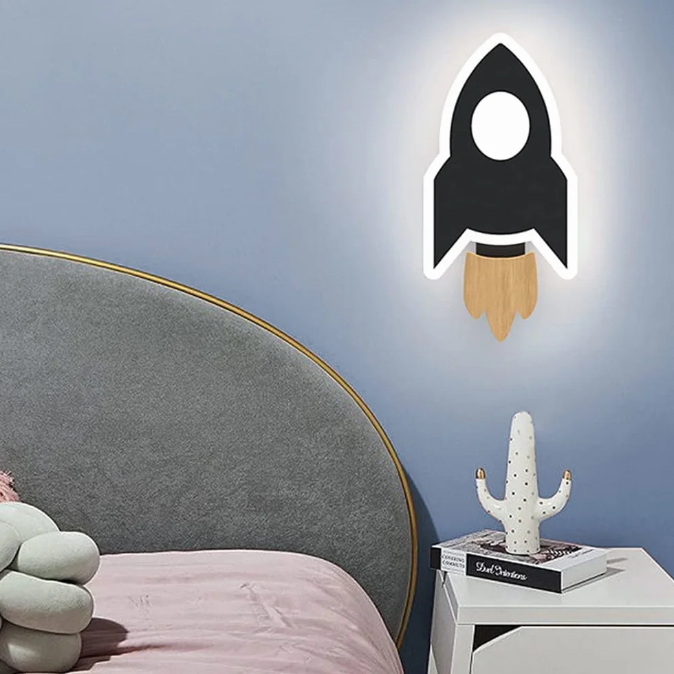 Lampe murale LED pour chambre d'enfant Dimmable 8W Fusée Design Bleu