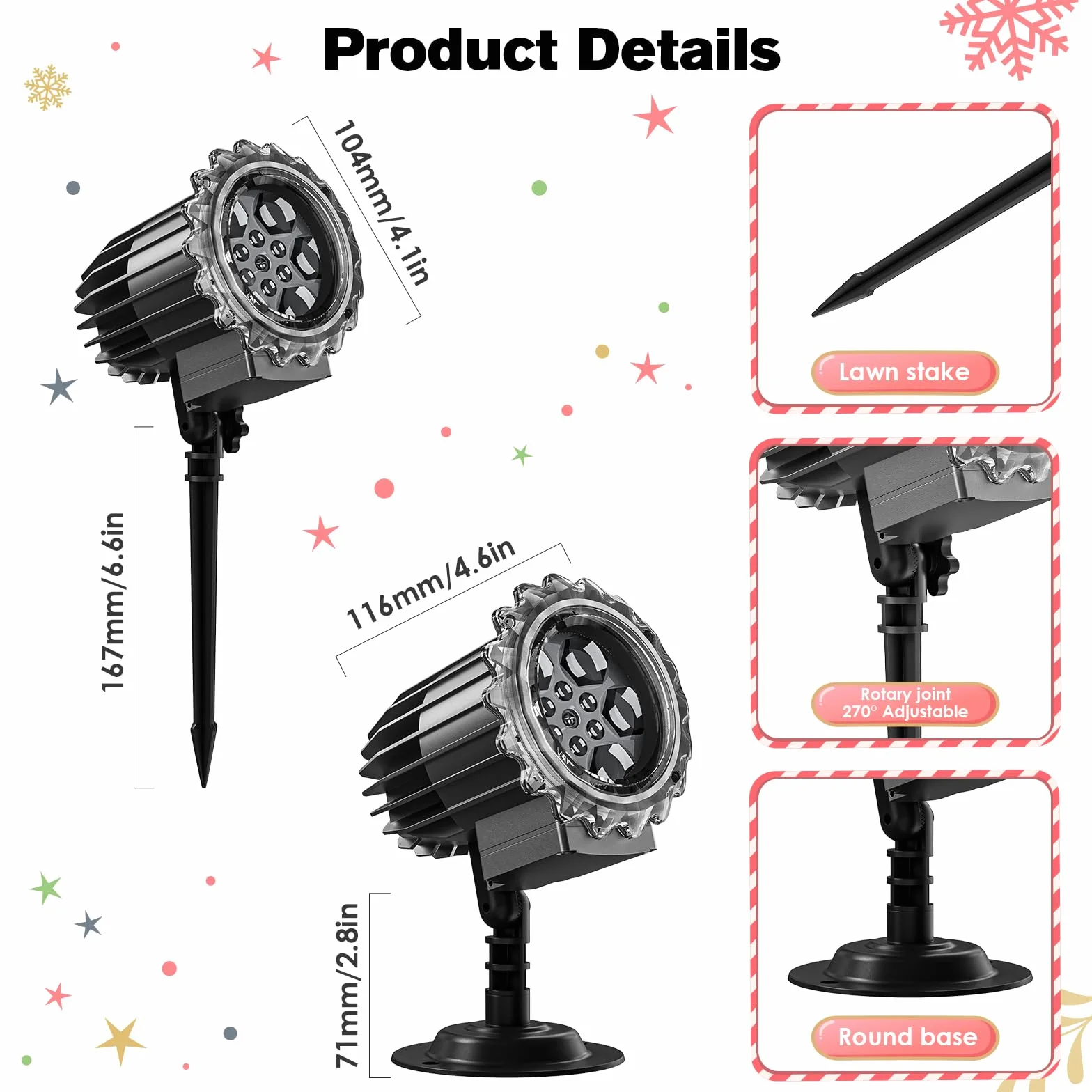 Projecteur de Noël LED 9 W flocon de neige extérieur étanche