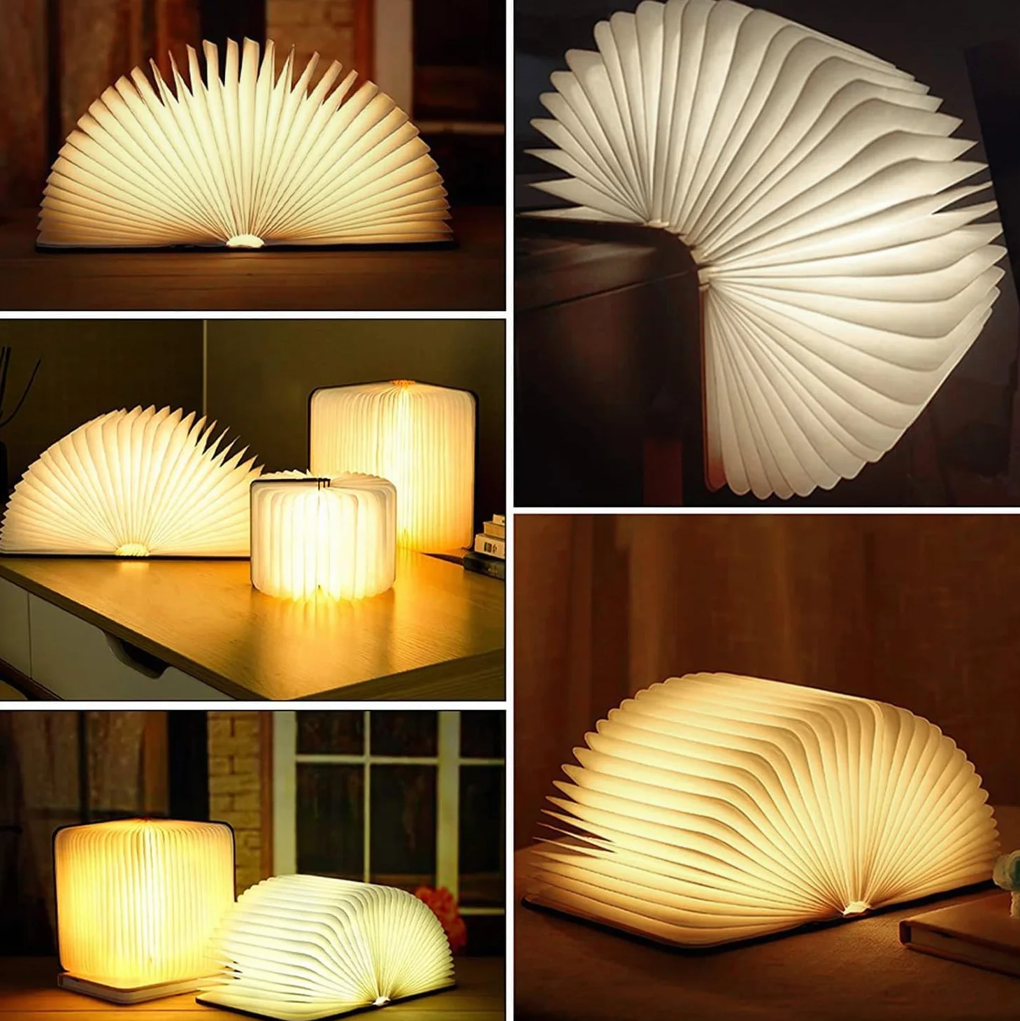 Lampe de livre pliable rechargeable USB, éclairage d'ambiance blanc chaud, 12 x 9 x 2,5 cm, lampe de bureau, veilleuse