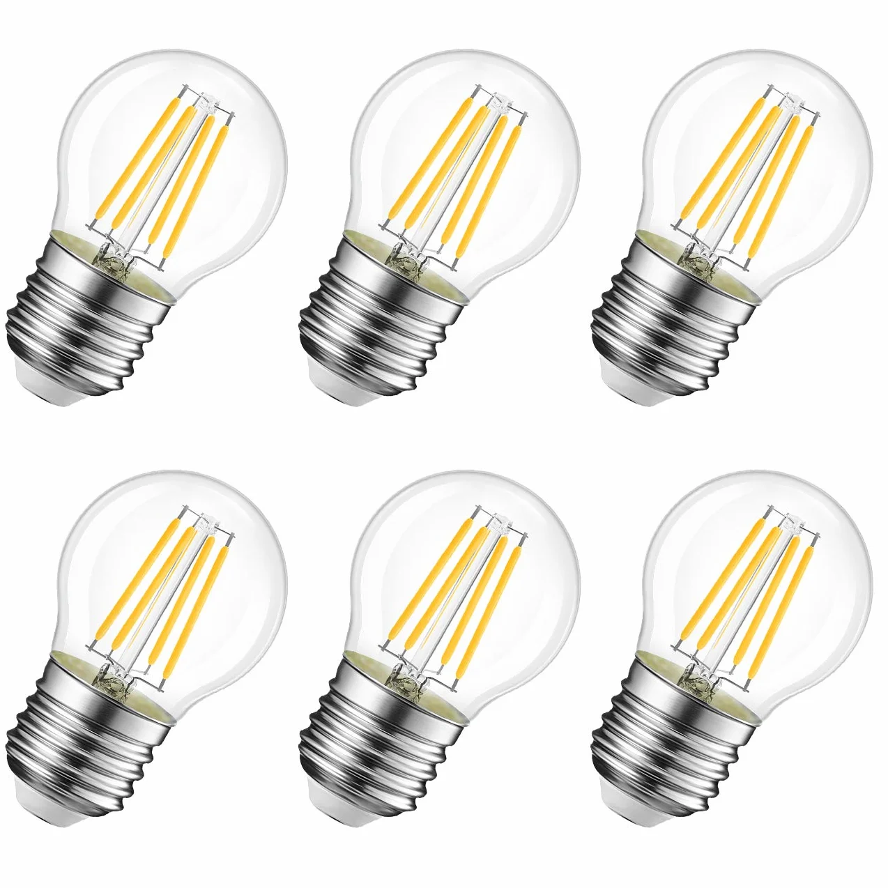Ampoule LED Filament E27 G45 4W 470Lm 2700K Blanc Chaud Lot de 6