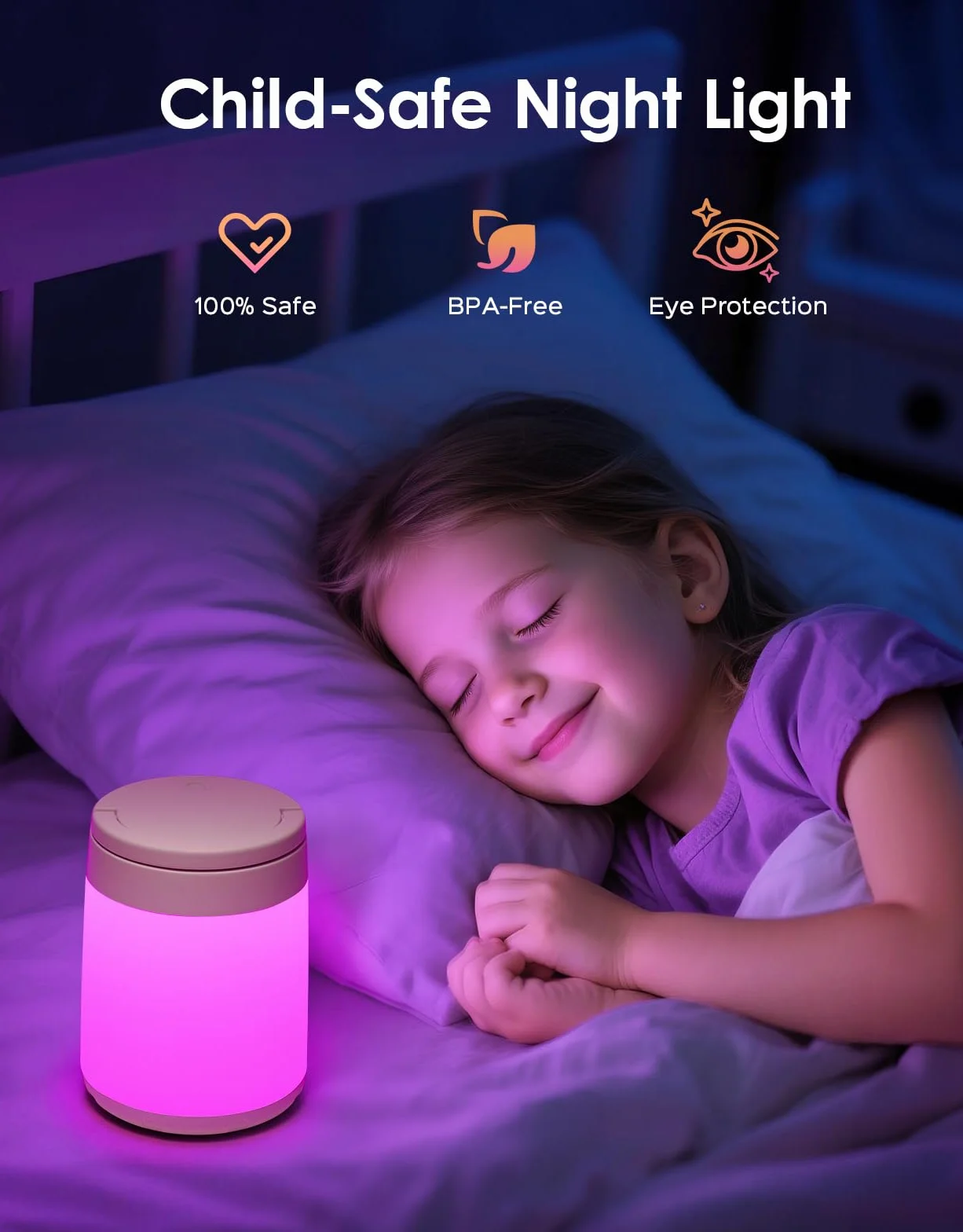 One Fire Veilleuse Enfant 10 Couleurs 8 Niveaux Luminosité Tactile Télécommande Rechargeable Sans Fil Lampe Chevet Chambre Camping