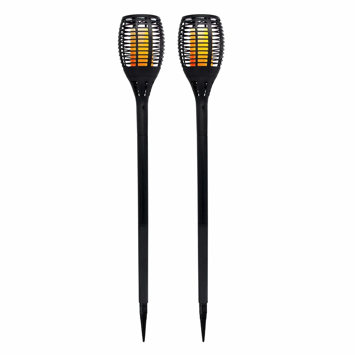 LUMISKY LUMIJARDIN Lot de 2 mini torches solaires effet flamme LED blanc chaud H70cm