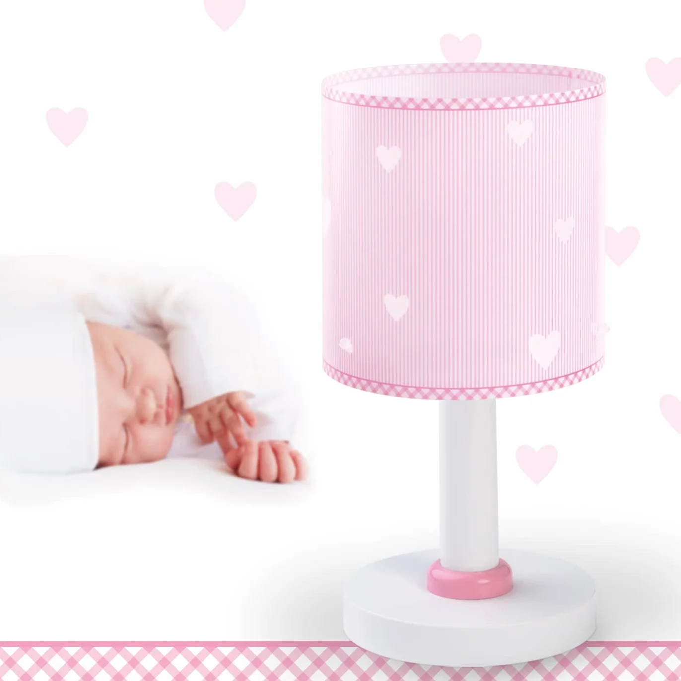 Dalber Lampe de Chevet Sweat Dreams Pink Cœurs Rose