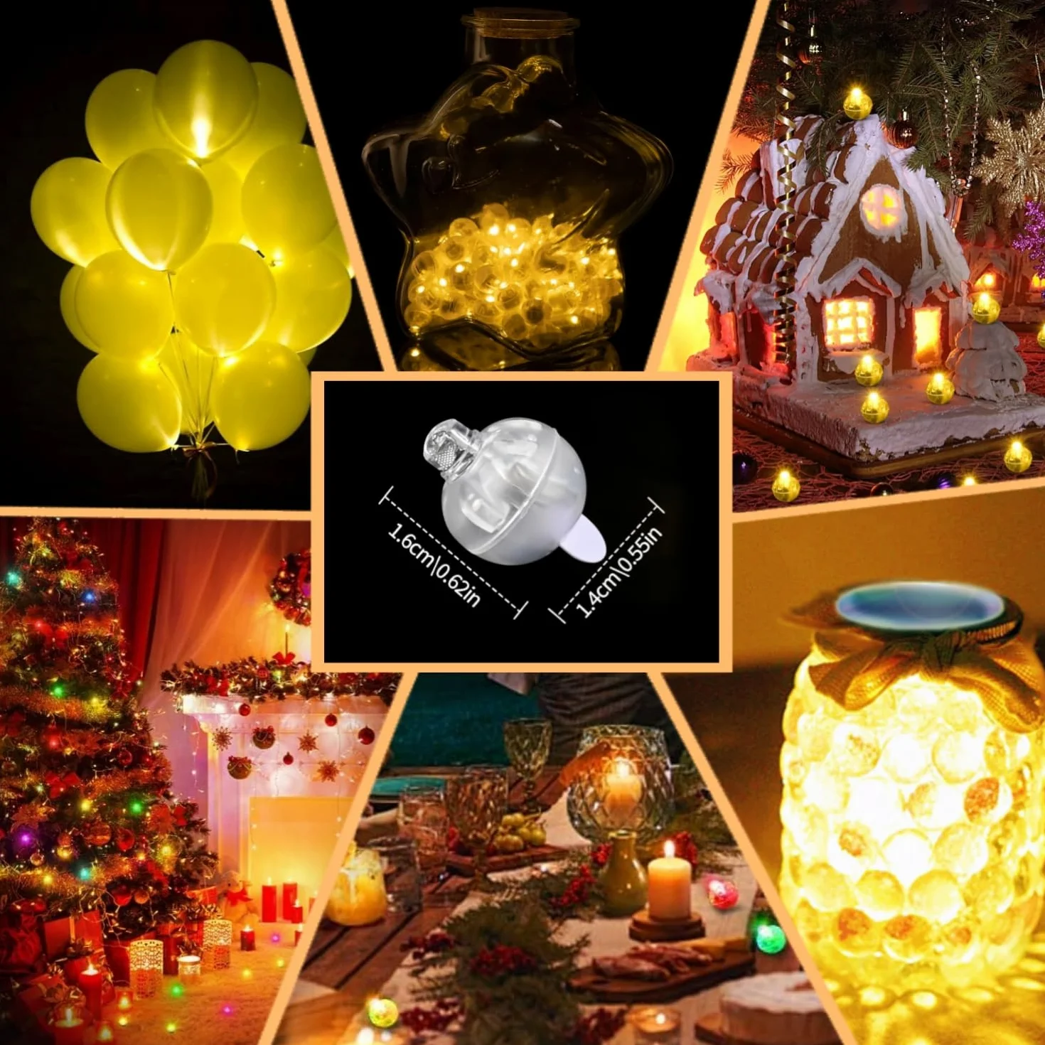 Mini LED Balloon Lumières, 50 Pièces Boule Rond LED pour Décoration Mariage Anniversaire