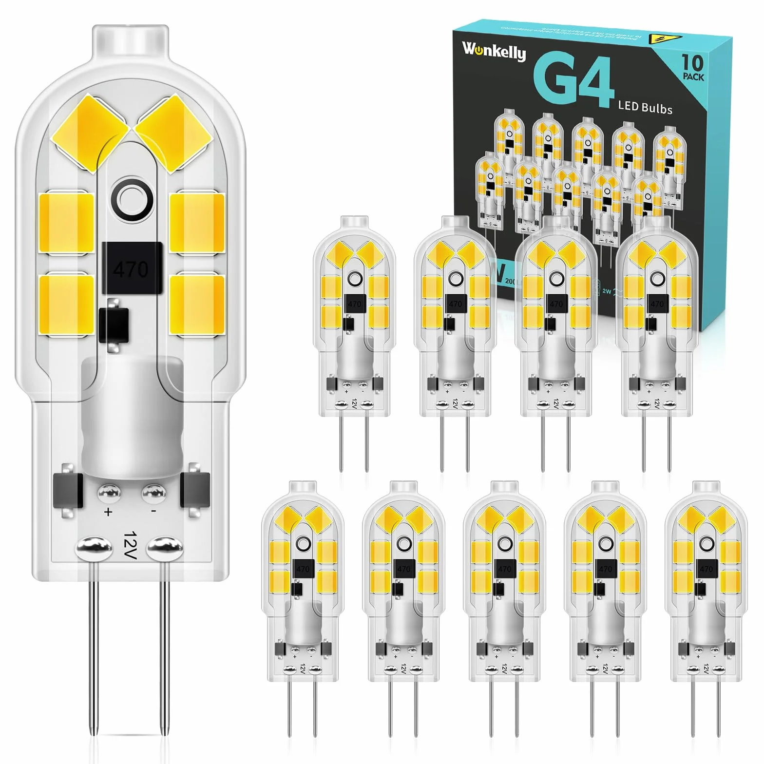 Ampoule G4 LED 2W 200LM Blanc Froid 6000K Sans Scintillement AC/DC 12V Lot de 10
