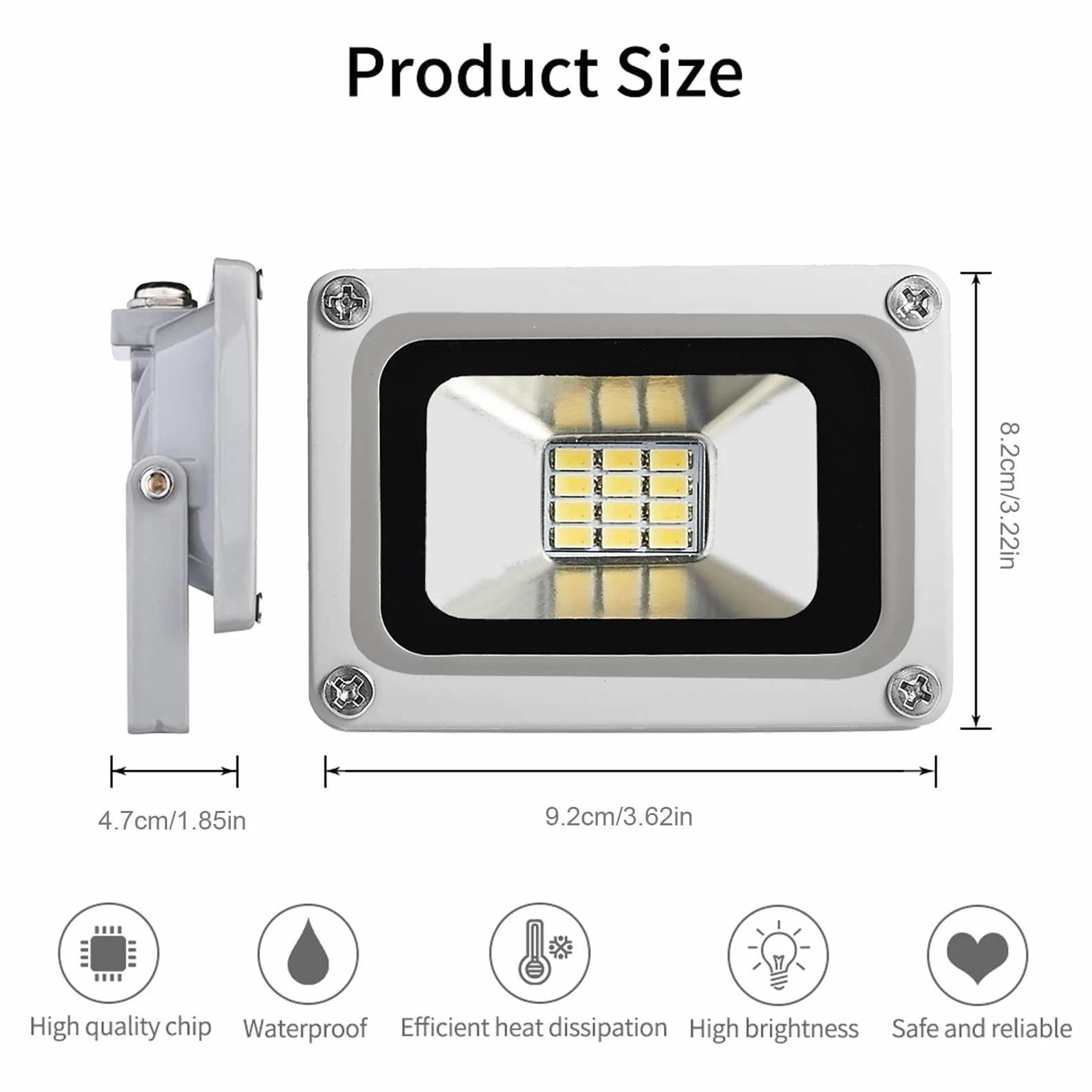 Projecteur LED 10 W 12-24 V CC IP68 Éclairage Extérieur Étanche