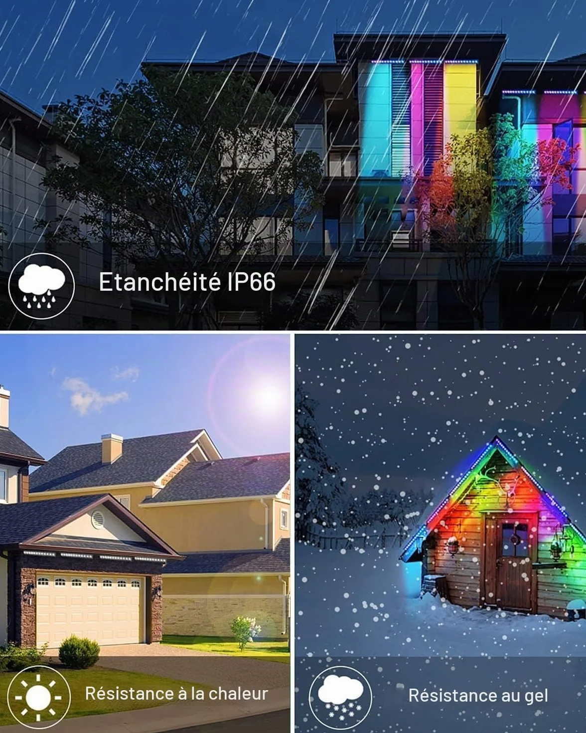 MEIHUA Projecteur LED RGB 42W Étanche IP66 Télécommande RF 360° 10 Couleurs 12 Modes