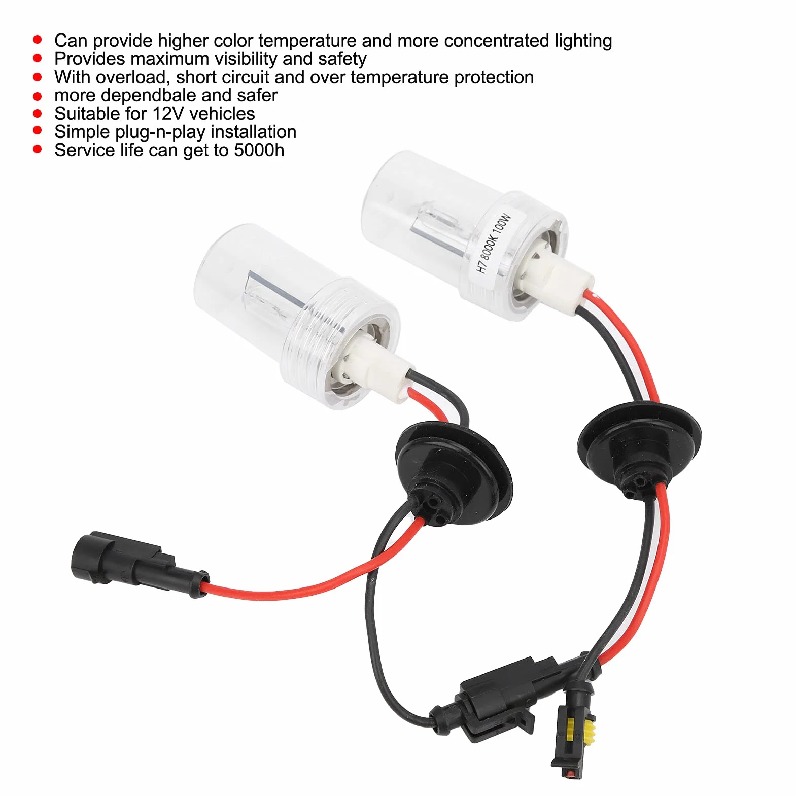 Ampoule de Phare H7 100W 8000K Xénon 12V 2 Pièces