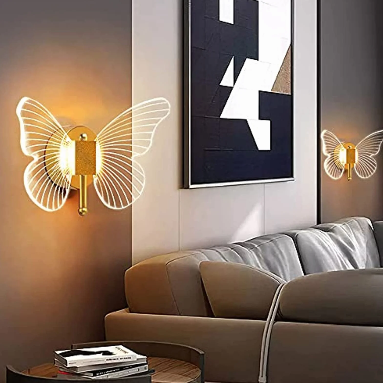 Applique Murale LED Papillon dorée 10 W Moderne Luminaire d'ambiance Intérieur Lampe de Chevet Chambre