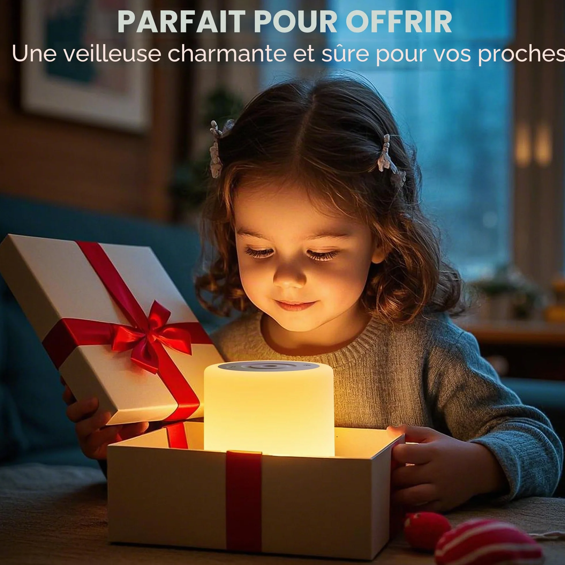 Auxmir Lampe de Chevet LED 256 Couleurs RVB, Veilleuse sans Fil avec Minuteur, 3000mAh Rechargeable USB