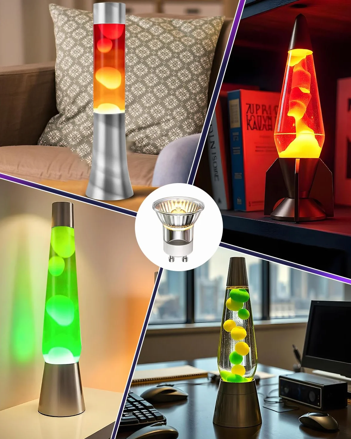 Lavalamp MR11 GU10 28W Ampoule Lot de 2, Mini GU10 180lm Variateur, Blanc Chaud 2800K