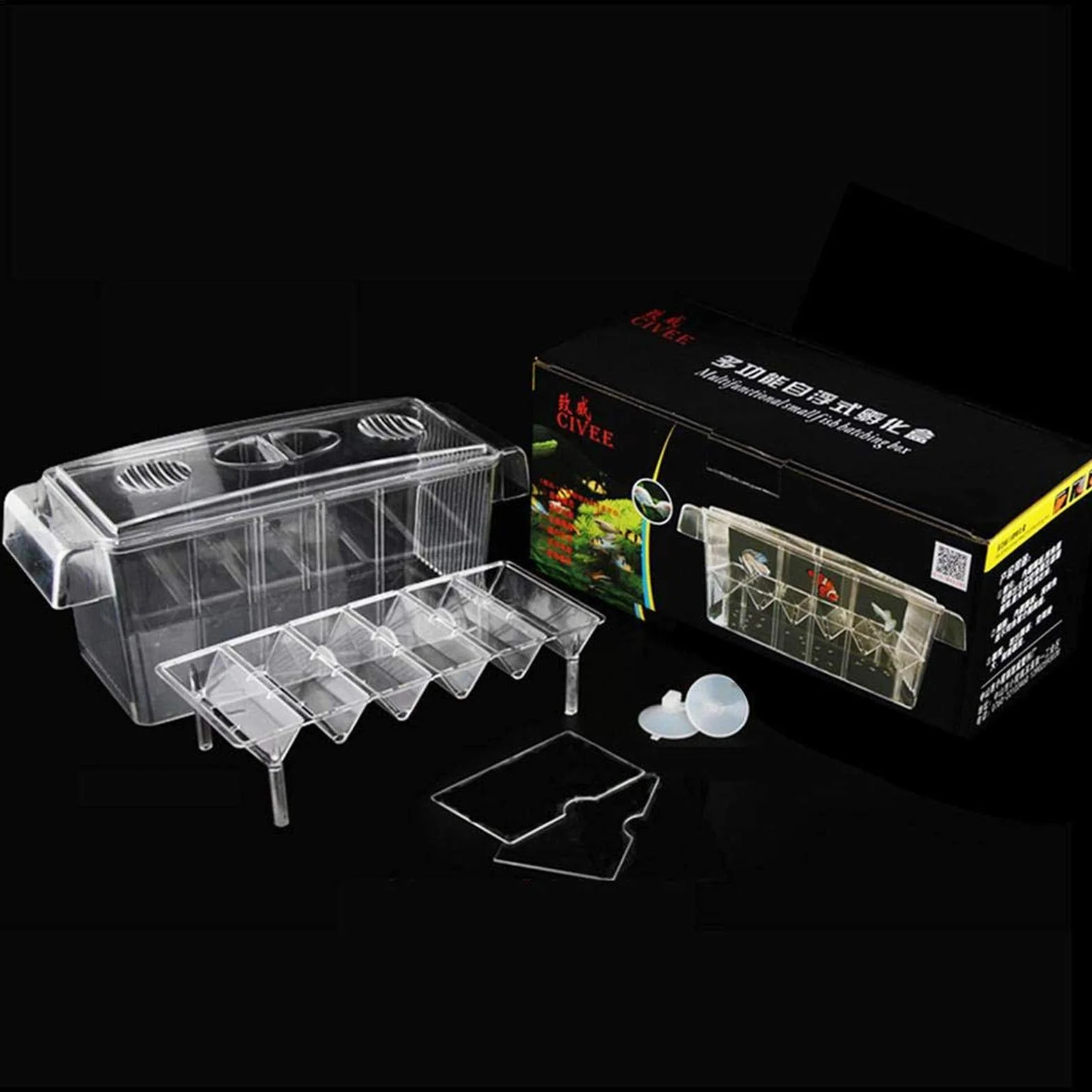 Aquarium Boîte Couveuse Double Couche Transparent pour Petits Poissons Crevettes Guppy