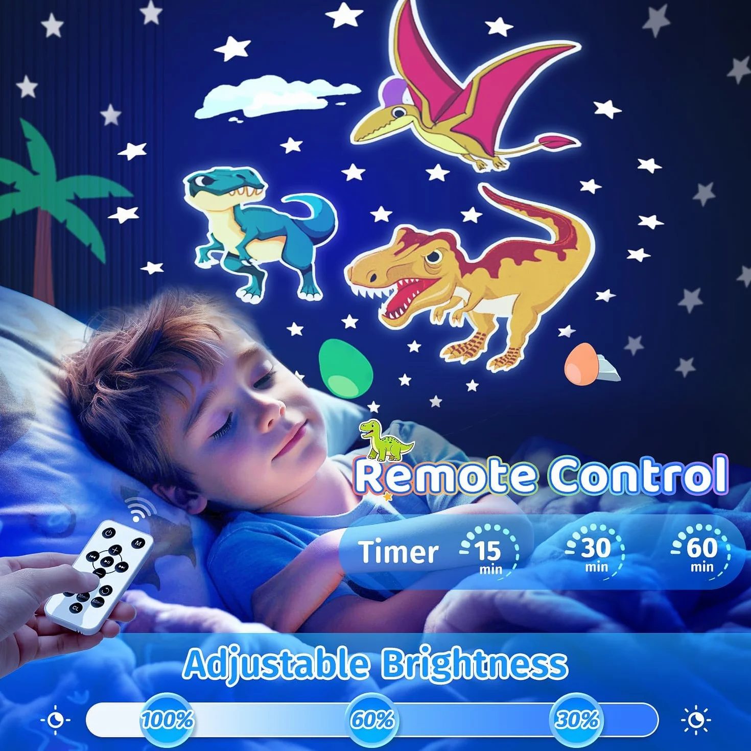 Veilleuse Bébé Projecteur Ciel Étoilé Bluetooth Musicale 360° Rotation Télécommandé