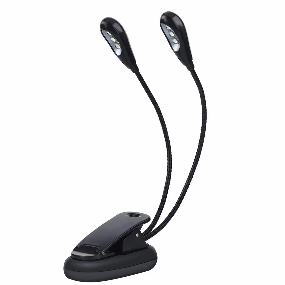 Pupitre Lampe LED à Clip Double Bras Réglable Câble USB 6 Perles pour Musique Lecture Nuit Lit