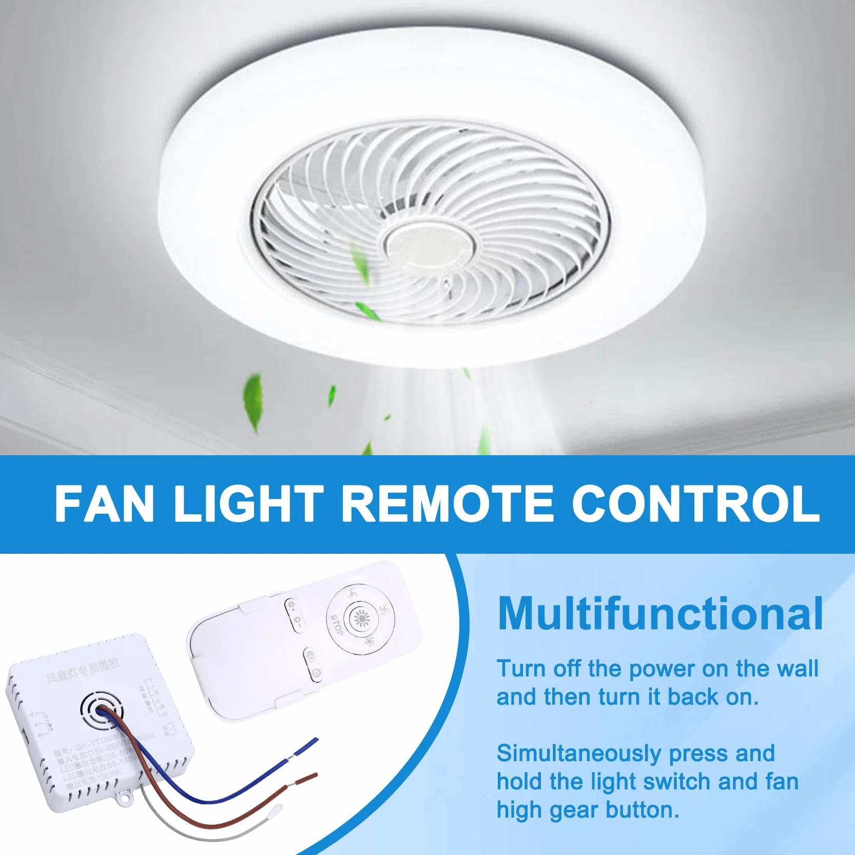 Ventilateur de Plafond avec Lumière Télécommande 100 W Accessoires 30-50 W x 2