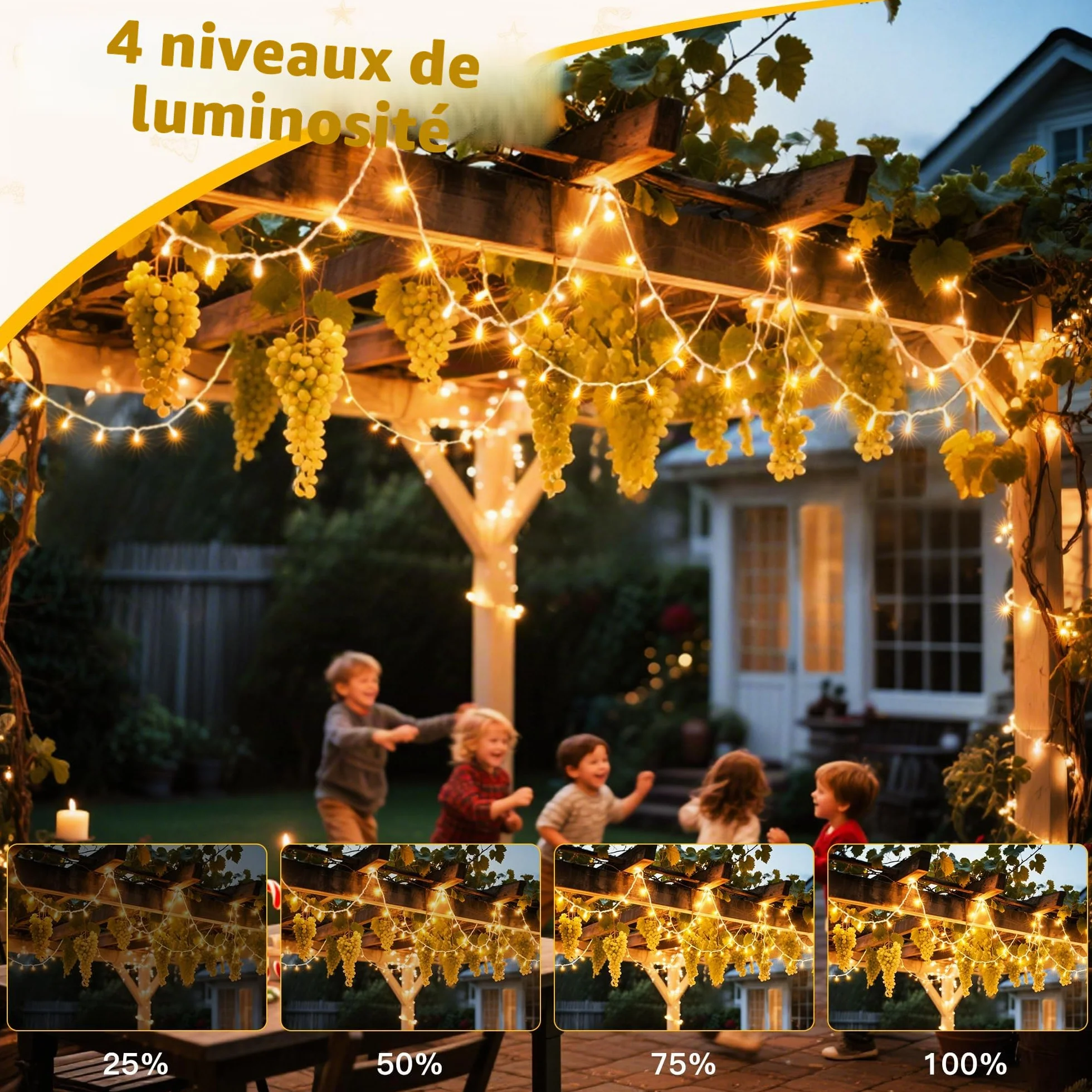 Ollny Guirlande Lumineuse 80m 800 LED IP44 Étanche avec Télécommande 8 Modes 3 Minuteries Blanc Chaud