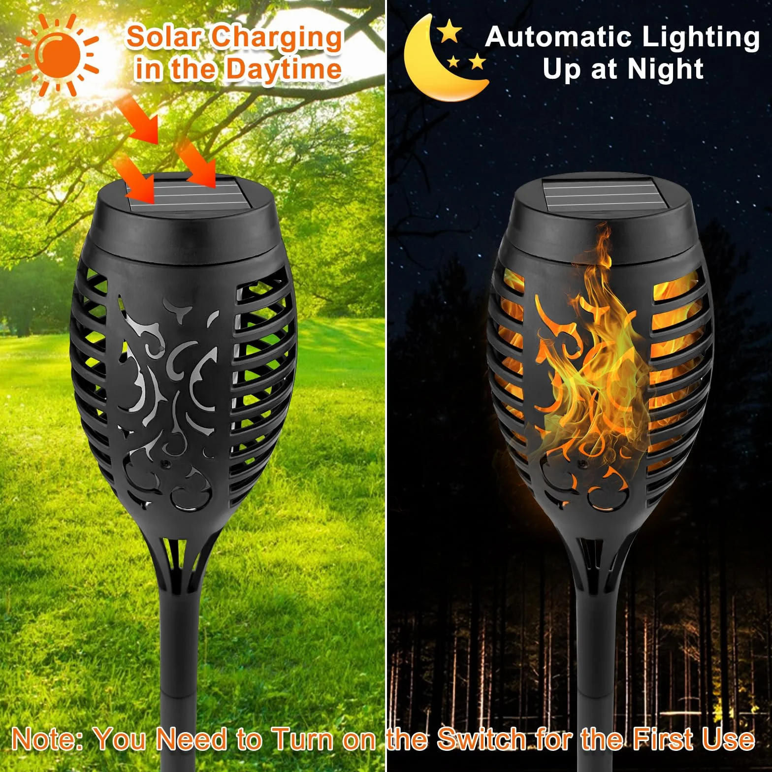 WinGluge Lot de 8 lampes solaires extérieur IP65 12 LED effet flamme réaliste
