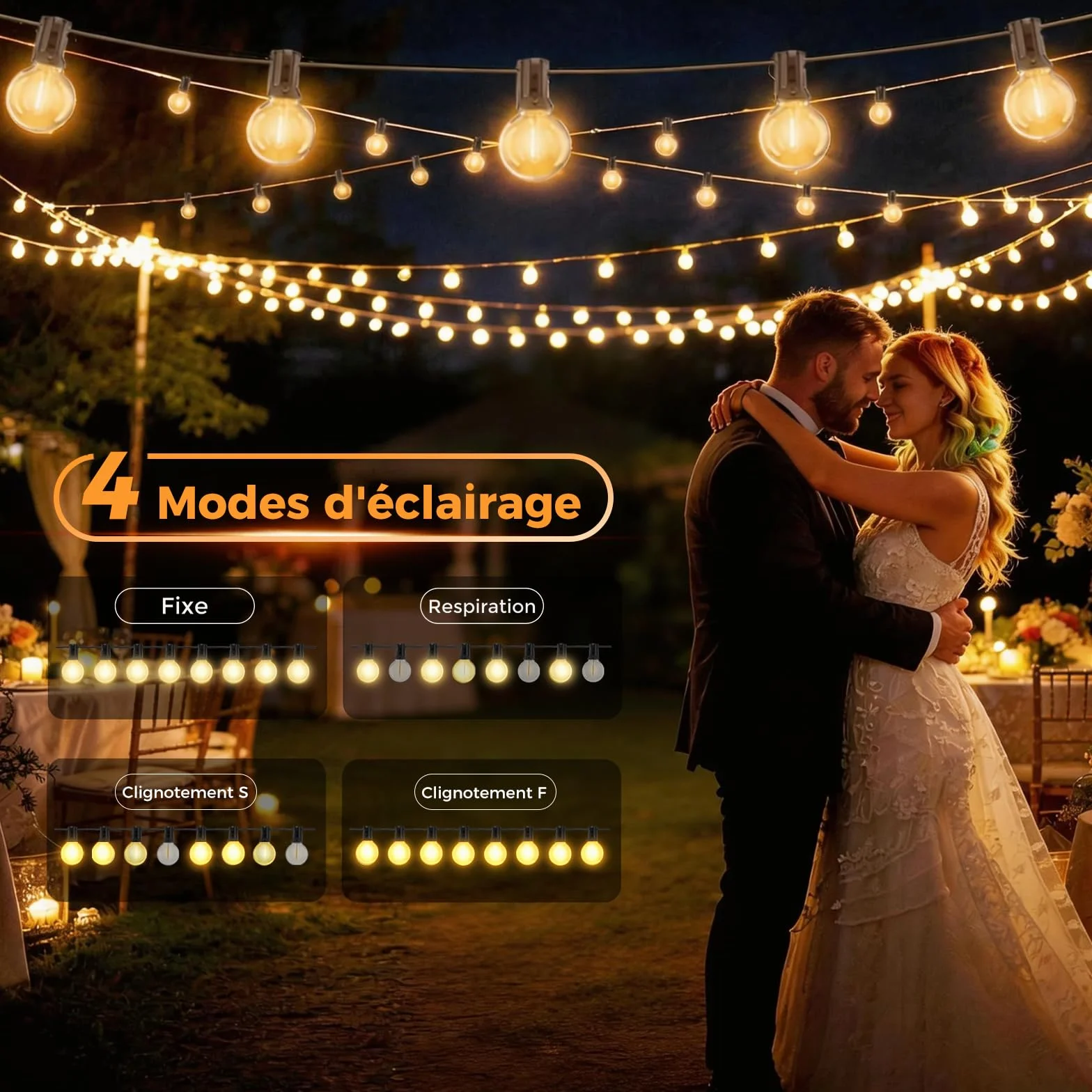 Guirlande Solaire Lumineuse Exterieure 16,3 m avec Telecommande & Minuterie, Étanche G40 LED, 4 Modes Gradable