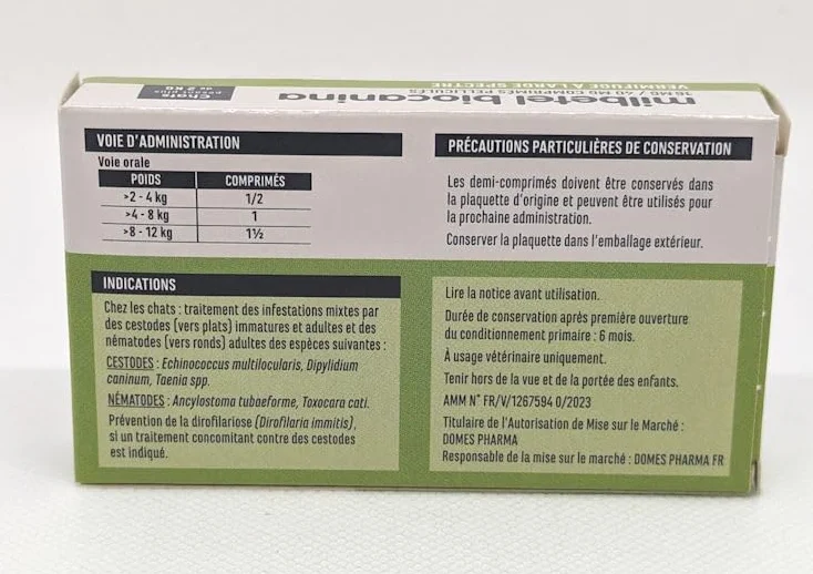 BIOCANINA Milbetel Comprimés Vermifuges pour Chat 2kg, 2 Pièces