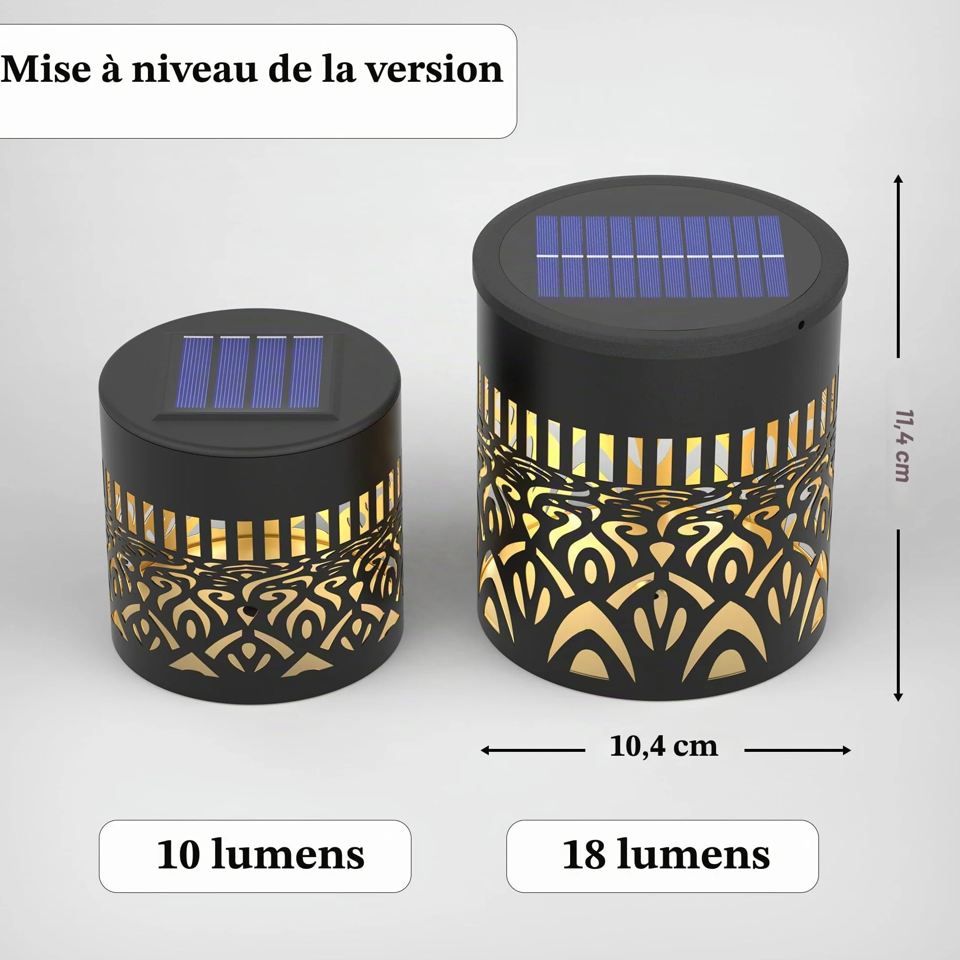 Lampes Solaires de Clôture en Métal Lot de 2, Éclairage Extérieur Mur Terrasse Mandala, Lampe de Poteau Jardin Étanche