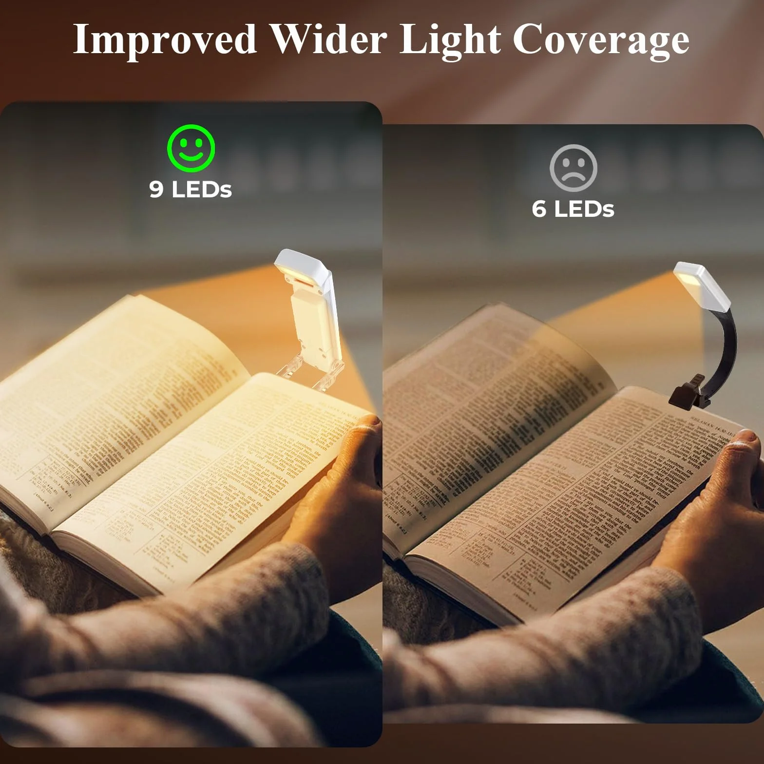 Lampe à Pince Livre Lumière Lecture 3 Modes Couleur 5 Niveaux Luminosité Réglables Rechargeable USB Autonomie 80 Heures Blanc