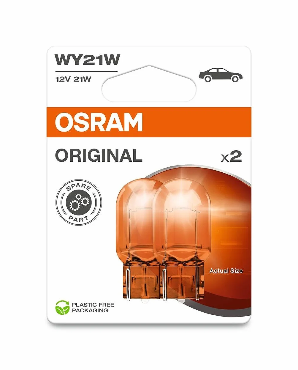 Osram WY21W 12V Halogen Signal Lamp Glass Wedge Base 2 Pack