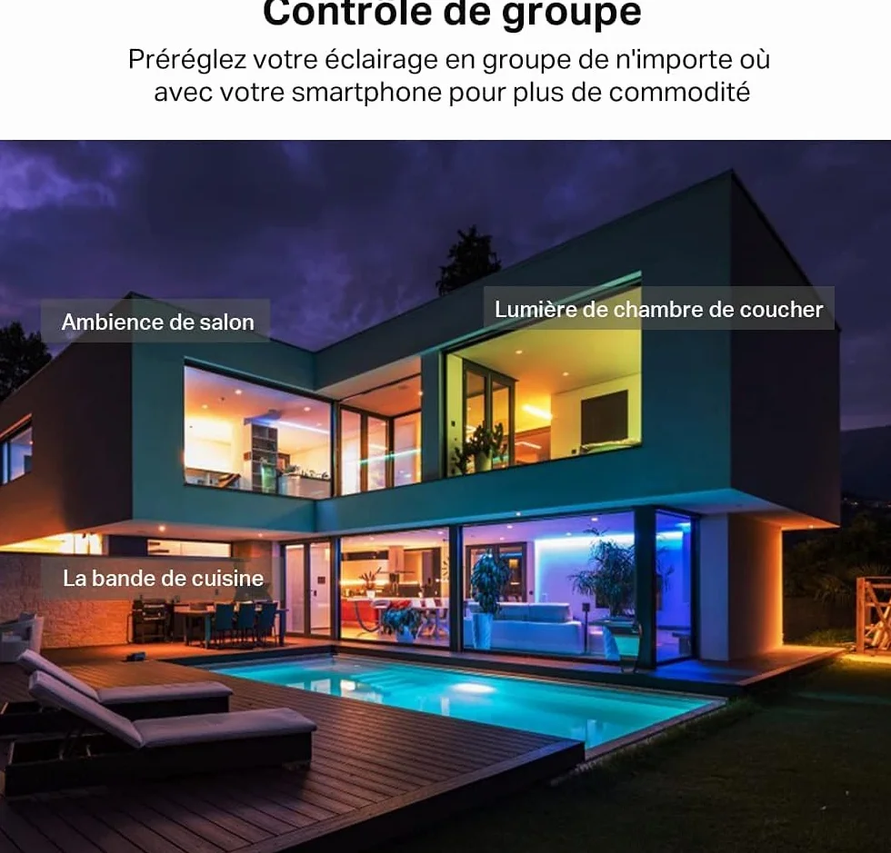Tapo Ruban LED Connecté WiFi RGB 5m L900-5, Bande LED Multicolore, Contrôle App et Vocale, Compatible Alexa Google Home