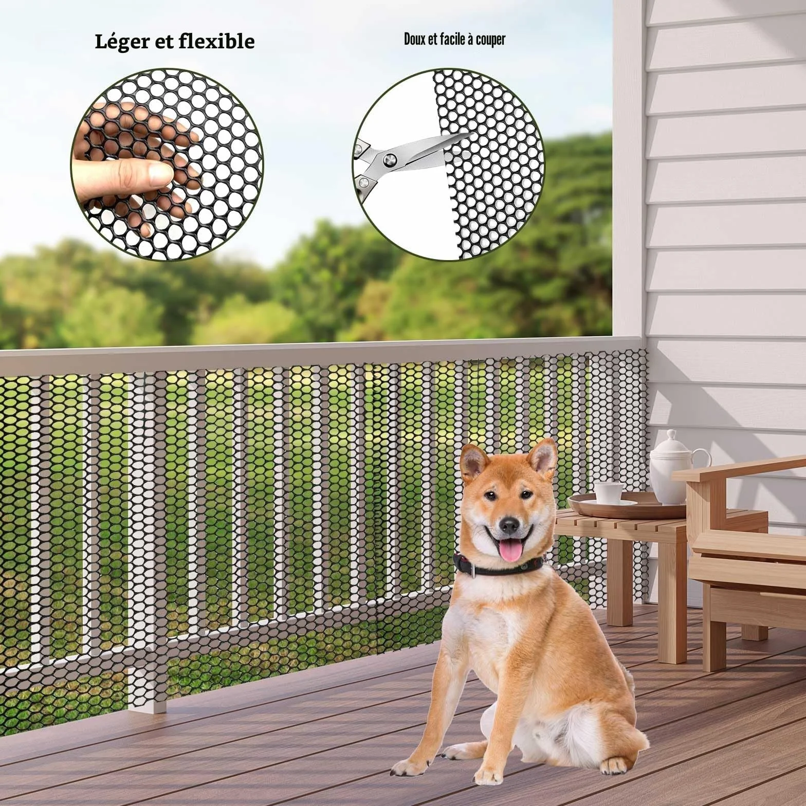 Clôture en Maille Plastique Noir 5 m x 40 cm Filet Protection Arbres Barrière Chats Chiens Lapins Plantes