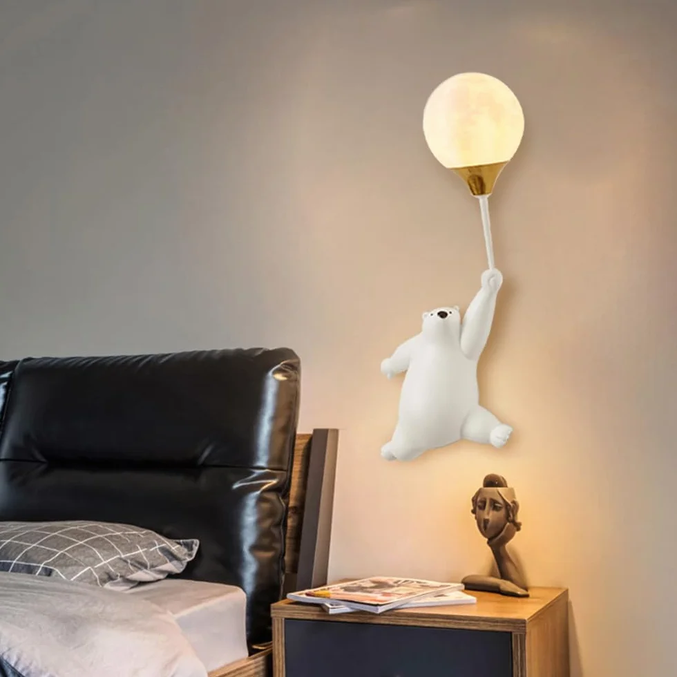 Applique murale ours dessin animé ballon G9 câblée chambre enfant décoration
