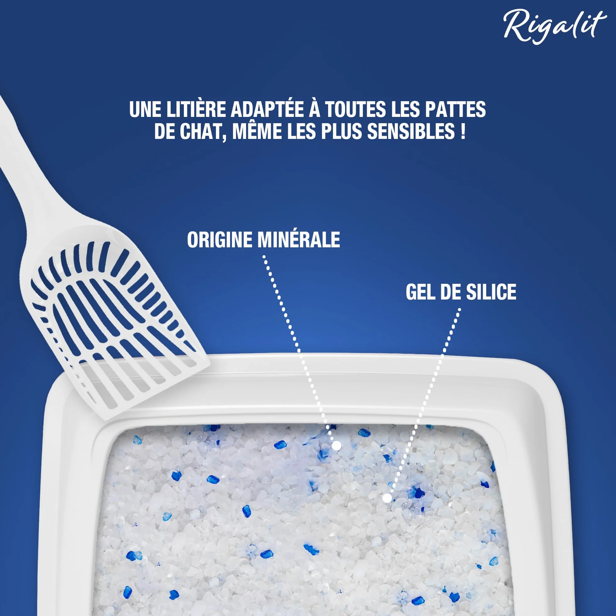 Rigalit Crystal Litière pour Chat Absorbante Minérale Gel de Silice 2,2 kg