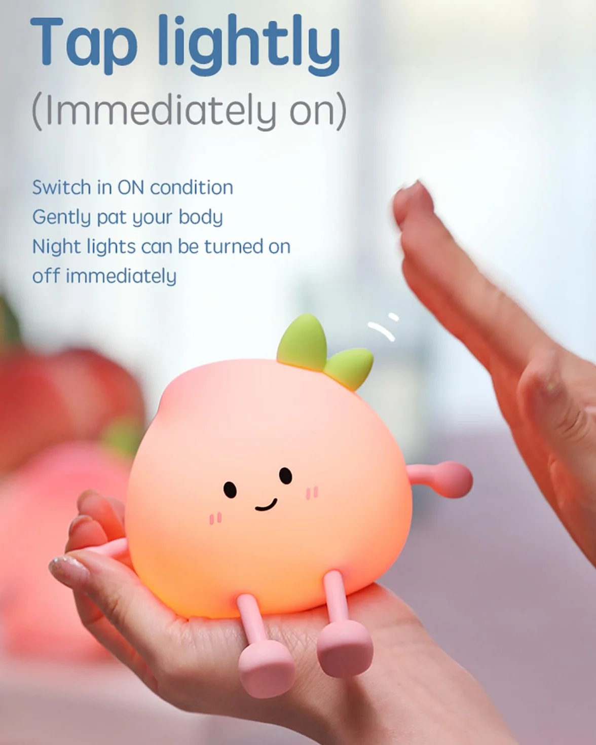 Veilleuse pour enfants Lampe de nuit silicone rechargeable Pêche