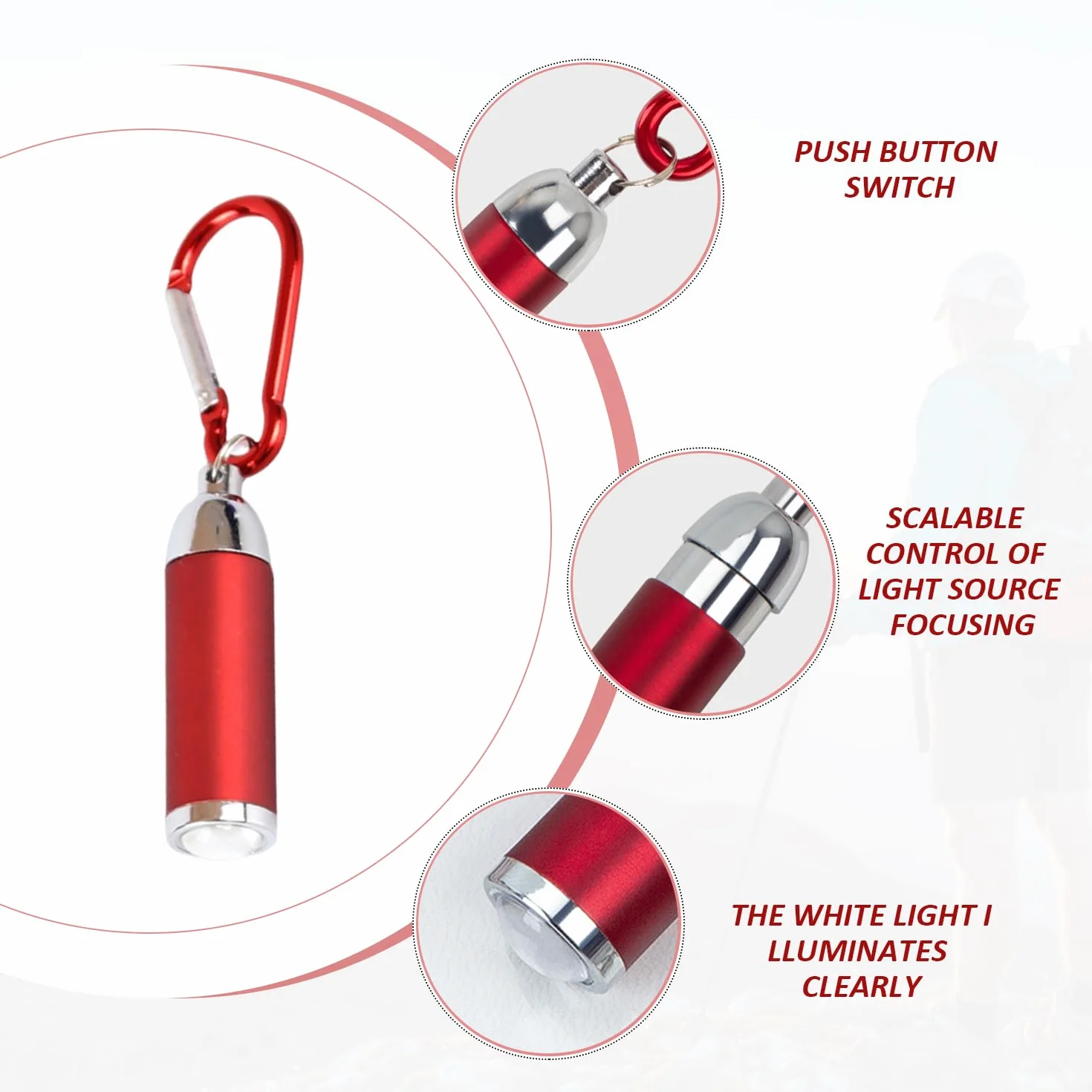Mini Lampe De Poche 12 Pièces avec Mousqueton Porte-Clés Enfants Éclairage Urgence Extérieure