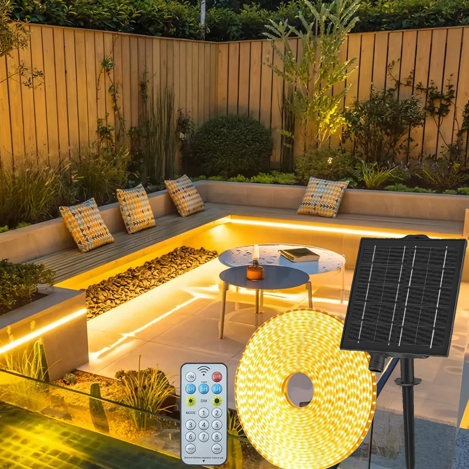 Gaoxun Bande LED Exterieur 15m Flexible 960 LED IP68 Étanche avec Télécommande Dimmable 8 Mode Blanc Chaud