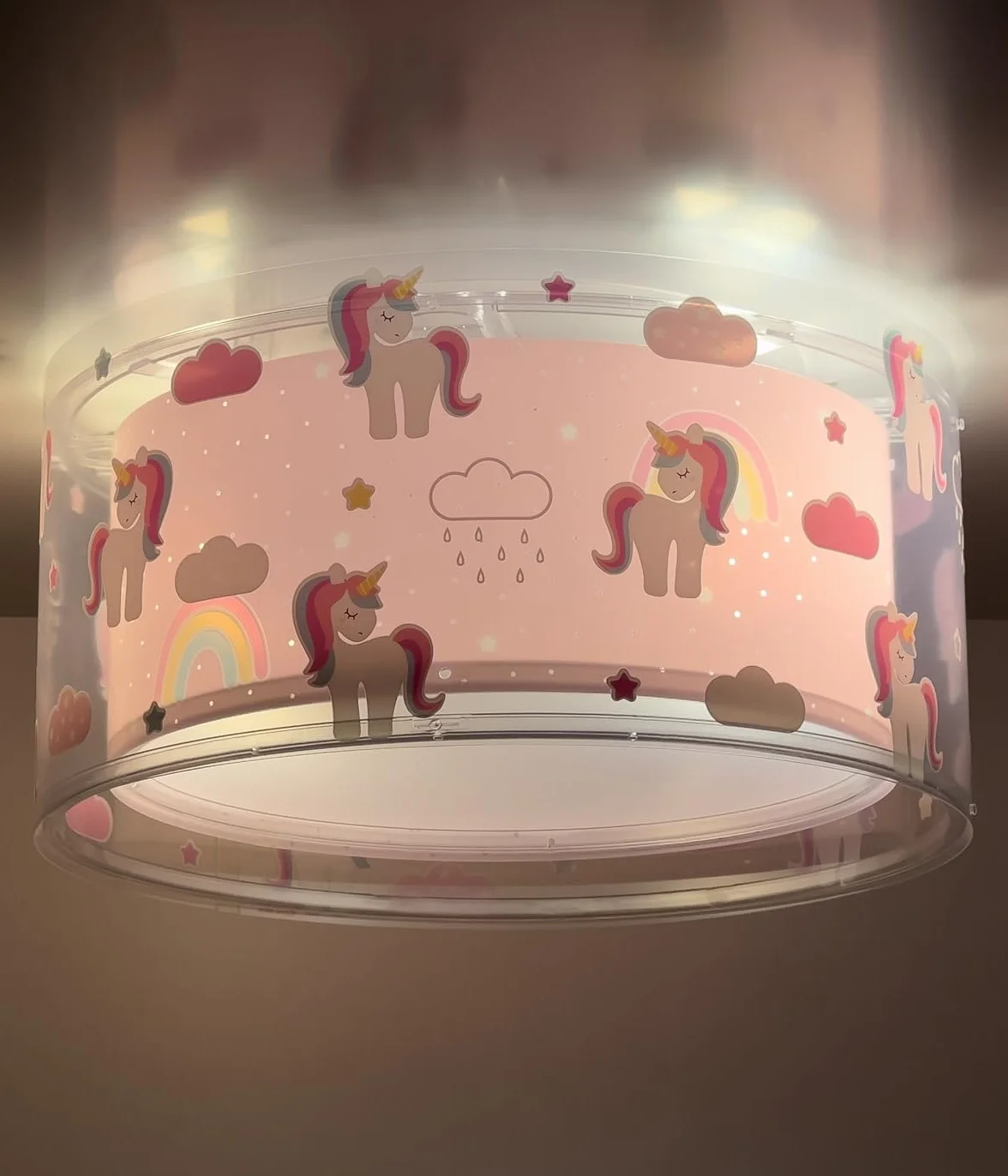 Dalber Plafonnier Enfant Lampe de Plafond Licornes E27 2x15W