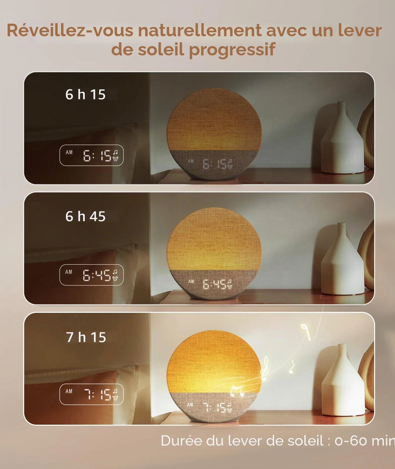 Dreamegg Sunrise 1 Reveil Lumineux Machine à Bruit Blanc 29 Sons, Simulateur D'aube, Veilleuse Intensité Variable, Reveil Lever de Soleil