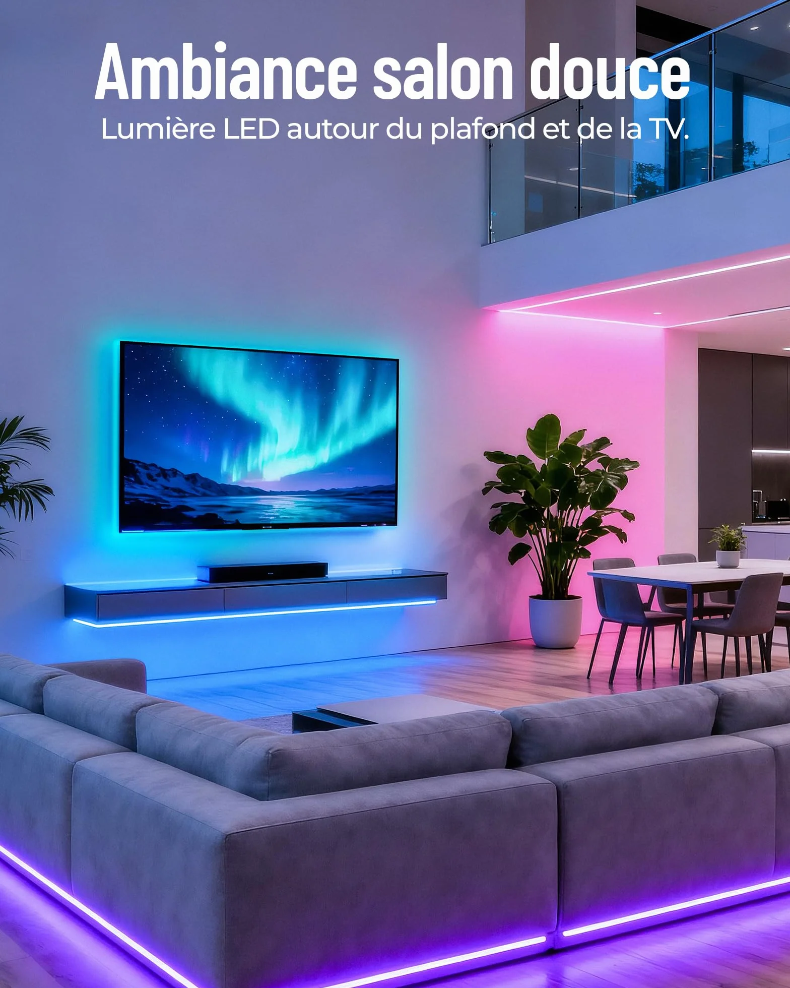 Ruban LED 5m 24V RGB avec Télécommande & App Bluetooth, Bande LED 5050 pour Intérieur Plafond Mur Lit