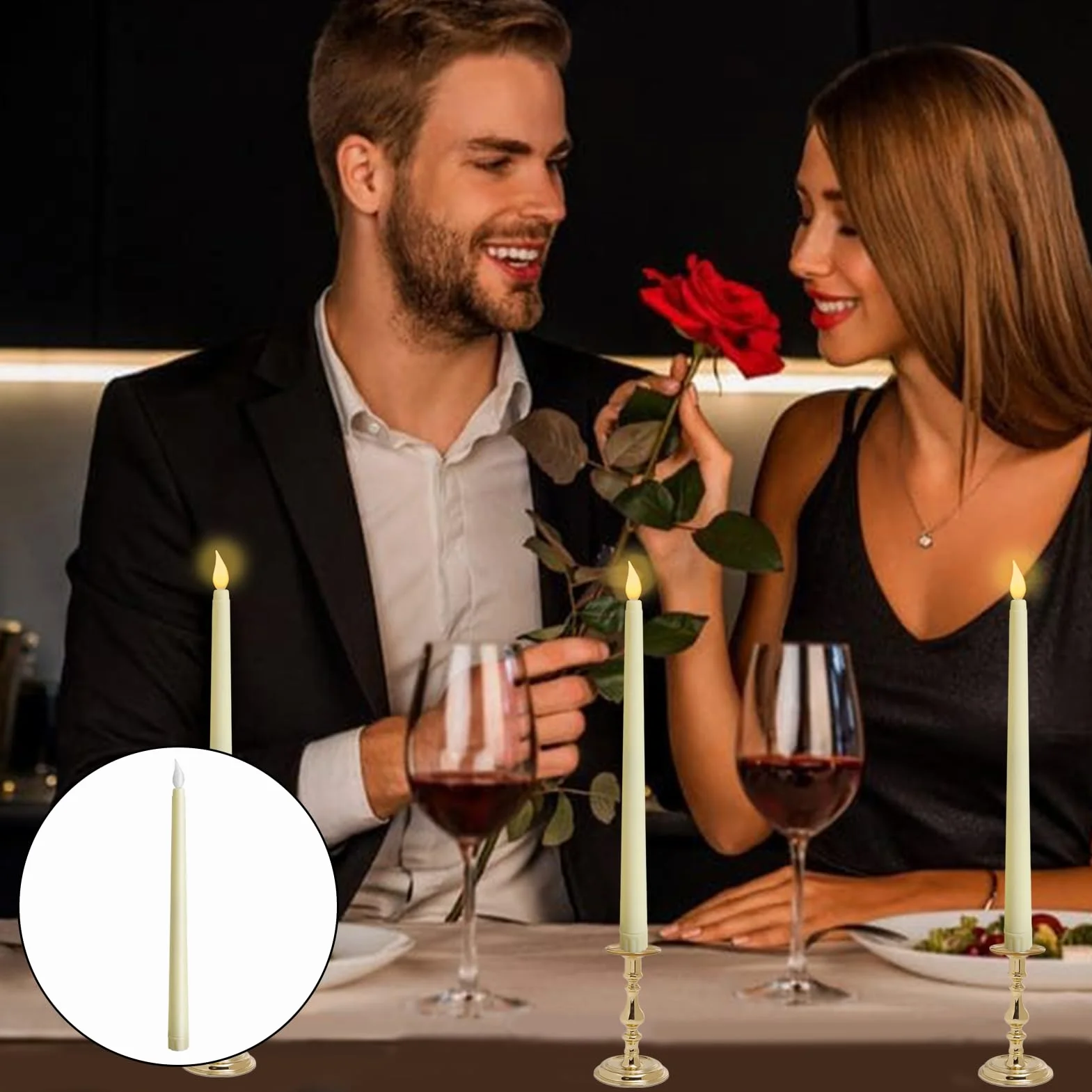 Bougie LED 6 Pièces, Flamme Vacillante, Fausses Bougies Décoratives Blanches pour Pâques, Anniversaire, Noël