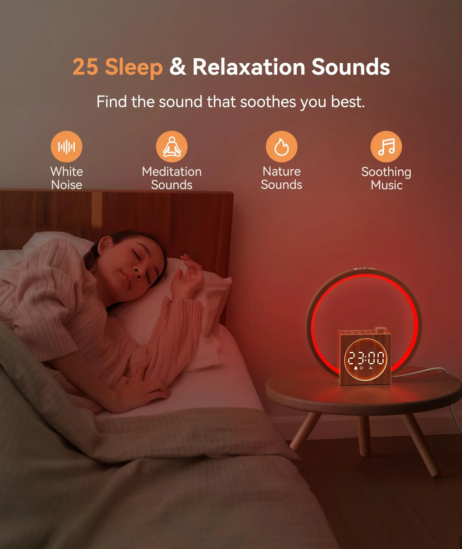 Dreamegg Lampe de Chevet Réveil Simulateur d'Aube Tactile Dimmable 20 Niveaux Luminosité 12 Modes Intensité Éclairage Charge USB 25 Sons Apaisants