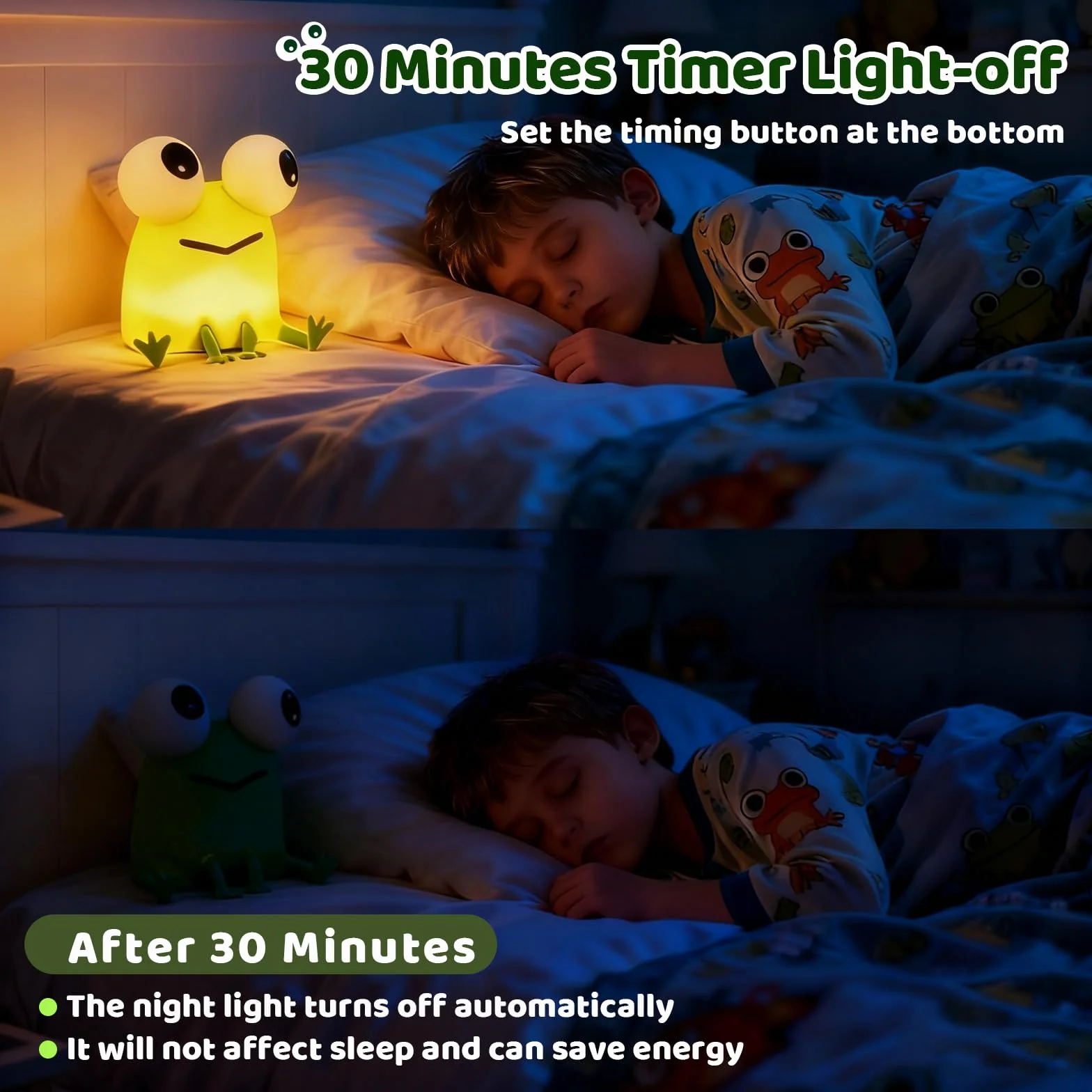 Gemmac Veilleuse Grenouille Rechargeable Silicone Tactile Lumière Allaitement Dimmable 7 Couleurs Minuterie Lampe Chevet