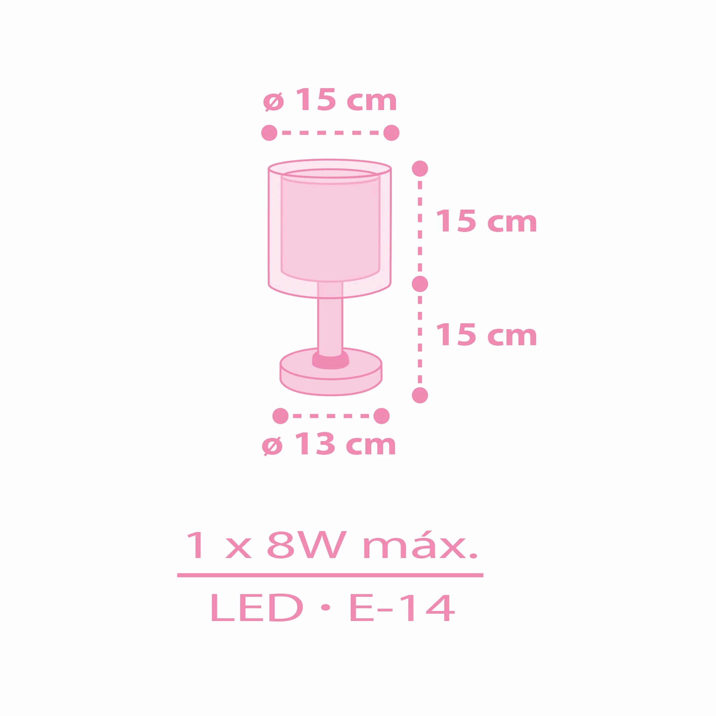 DALBER Lampe de Chevet Enfant Licorne Brille dans le Noir 30 x 13cm Ampoule E14 Rose/Blanc
