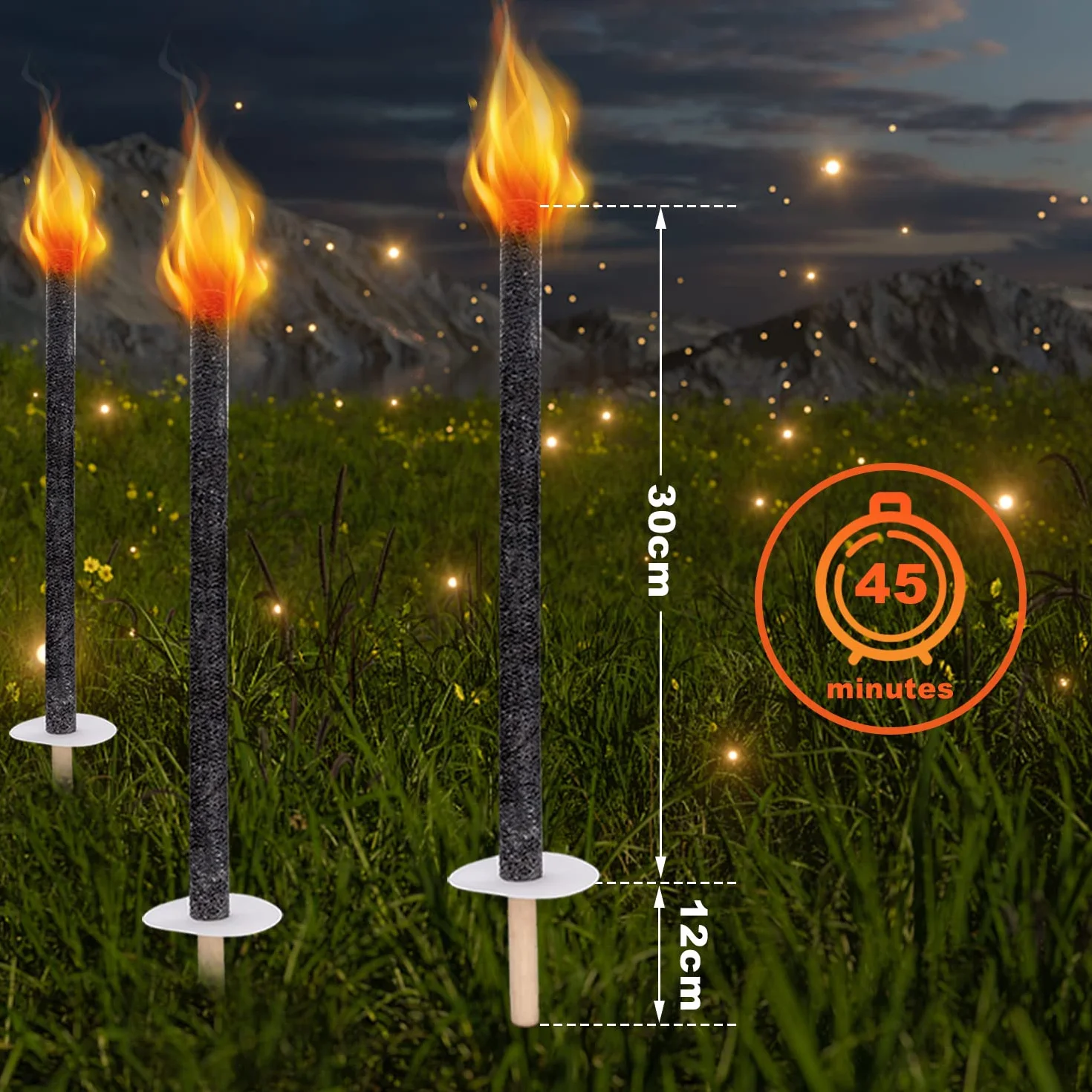 Torches de cire pour l'extérieur 42cm 50 pièces 45 min de combustion